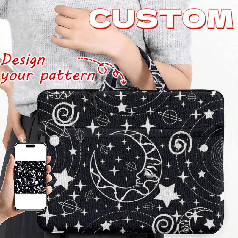 

1 Pc Picture Personalized Laptop Handbags With Handle, Customized Lightweight High Quality Commuting Briefcase Zipper Closure