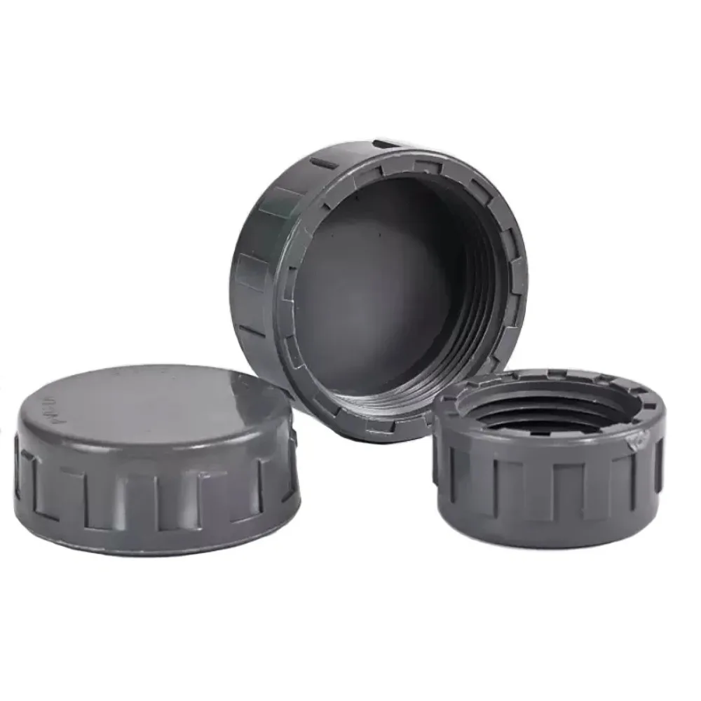 Grey PVC Female End Cap Aquarium Fish Tank 20 25 32 40 50 60mmDrain Screwed Garden Irrigation Pipe Connector Water Tube Cap