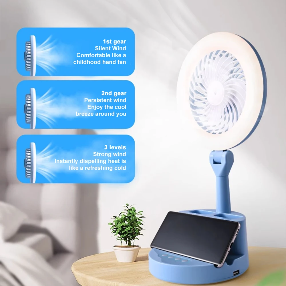 

Modern USB Rechargeable Eye-care Fan Lamp Silent Eye-care No Strobe Student Study Reading Bedroom Bedside LED Desk Lamp Safe to