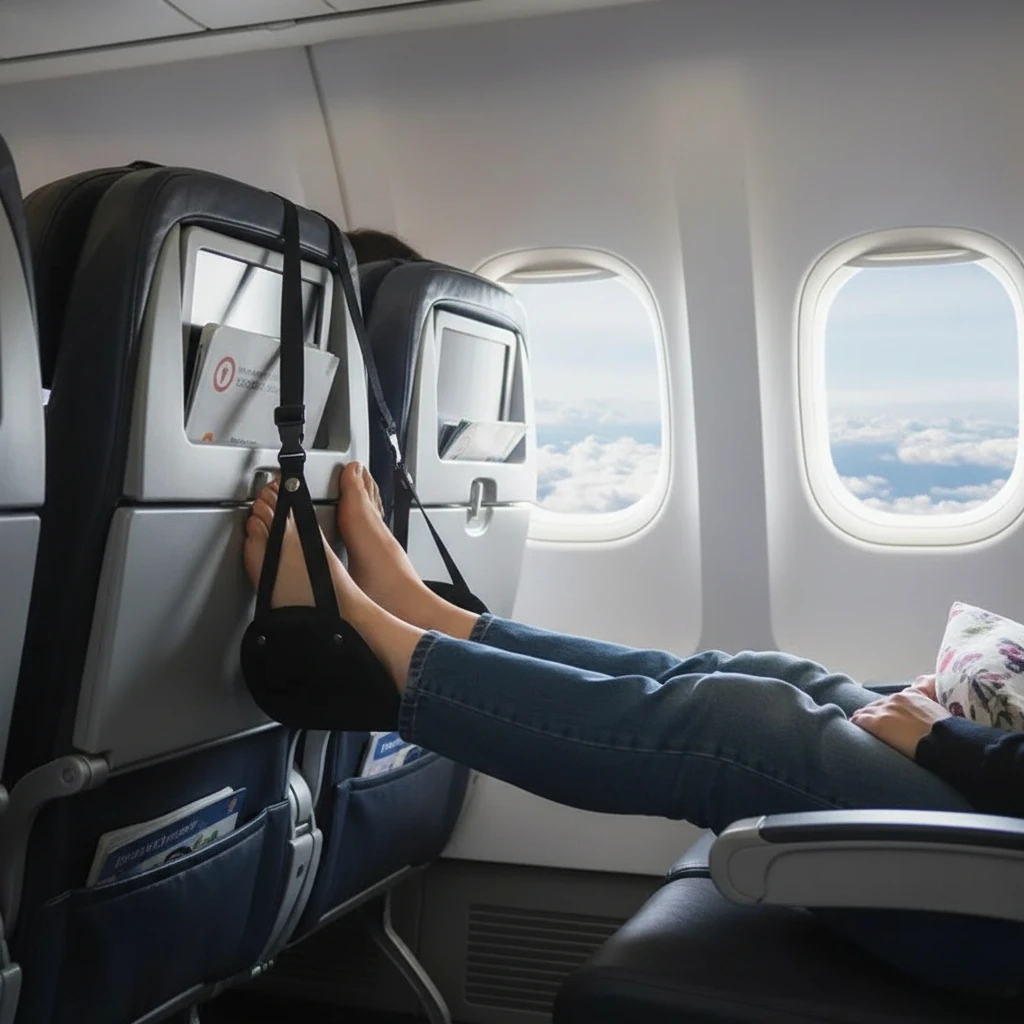 Портативный регулируемый гамак для ног с удобной опорой для ног для использования в самолете, офисе и автомобиле, дорожная уличная мебель