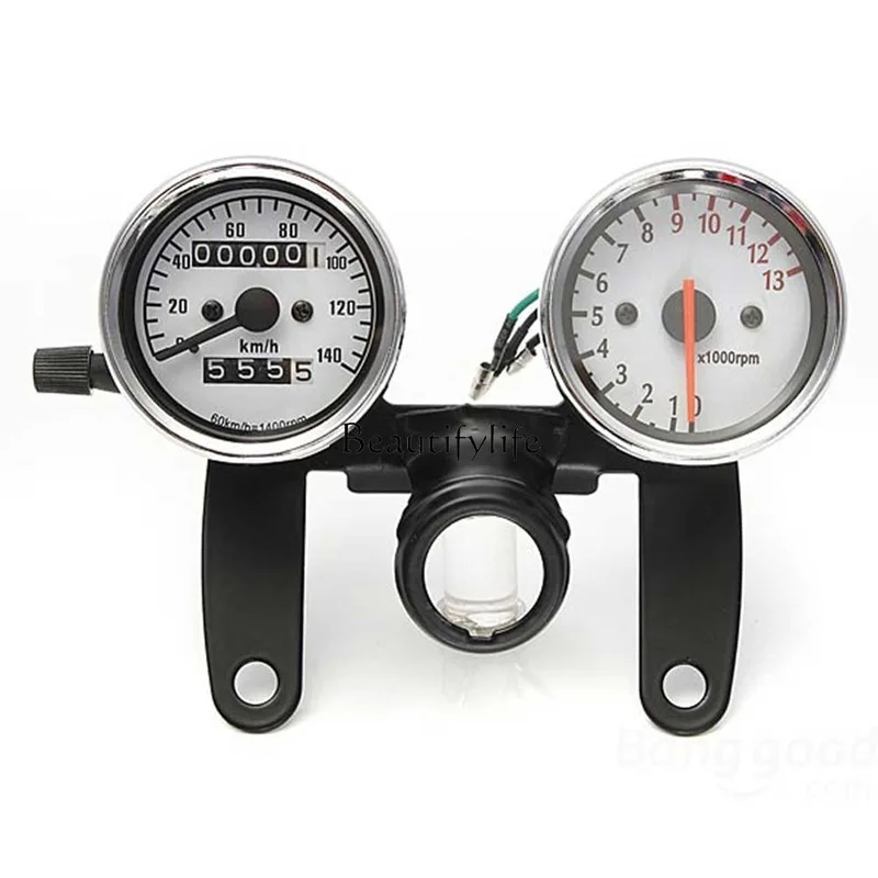 Motorcycle retro small instrument double mileage tachometer bracket set
