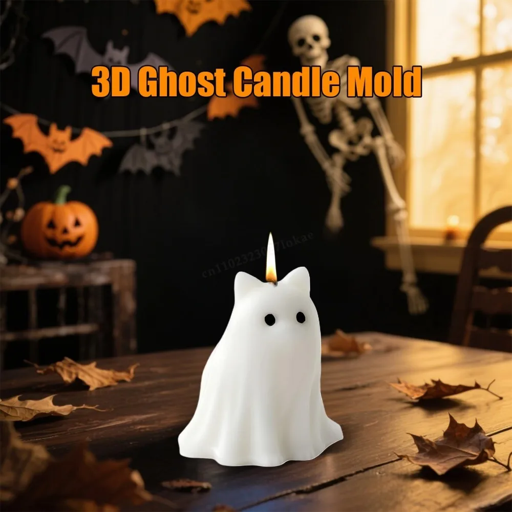 

Cute Animal Puppy Kitten Spooky Silicone Mold DIY Ghost Aroma Candle Plaster Decoration Mould Halloween Candle Making Molds