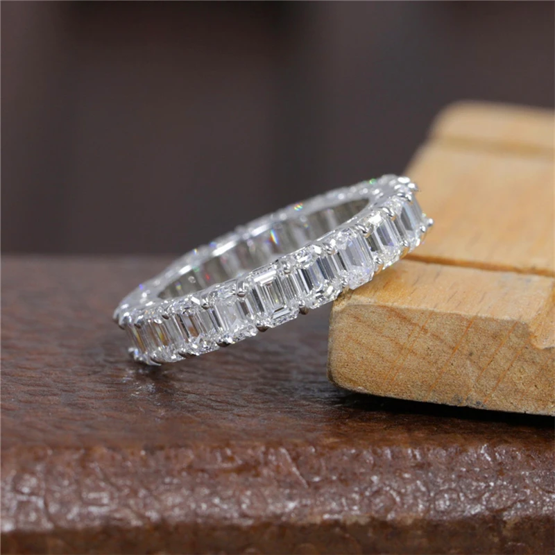 

JY Jewelry 0,20 карата каждый изумрудный лабораторный бриллиант Full Eternity Band Кольцо из настоящего белого золота 14 карат 18 карат HPHT с бриллиантом, свадебное штабелируемое кольцо