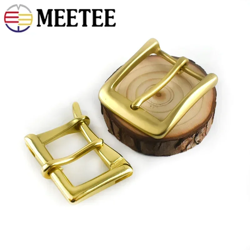 Meetee 1Pc 40mm Szeroka klamra paska Czysty mosiądz Klamry Akcesoria naprawcze Męska główka opaski do taśmy 36-38mm DIY Leather Craft