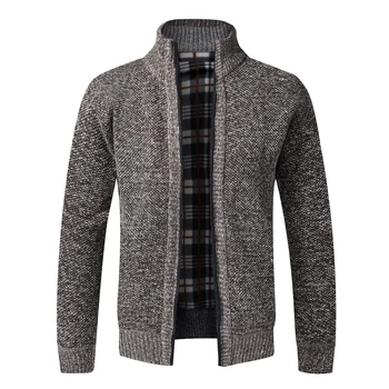 Autumn Winter Warm Cardigan Men Fleece Sweaters Full Zip Jackets Slim Fit Luxury Brand Knitted Sweater Coat American Jersey 6