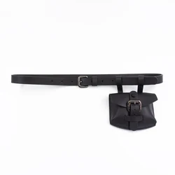 Designer spring and summer needle buckle women's waist bag leather plain bag belt decorative dress fine belt bag belt