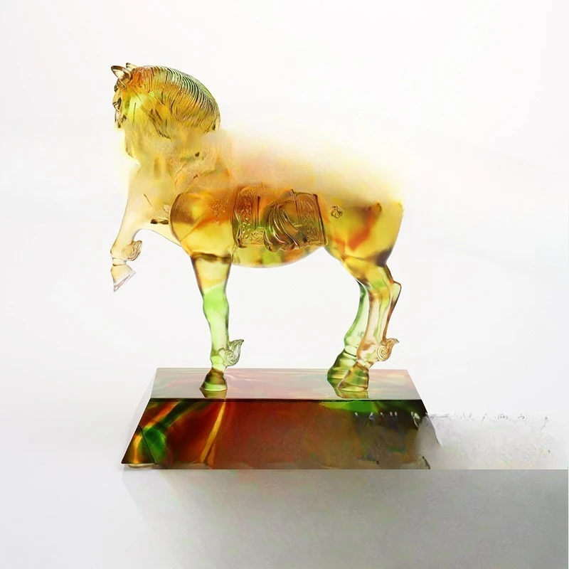 High-end horse ornaments, zodiac horse glazed ornaments to the successful living room office