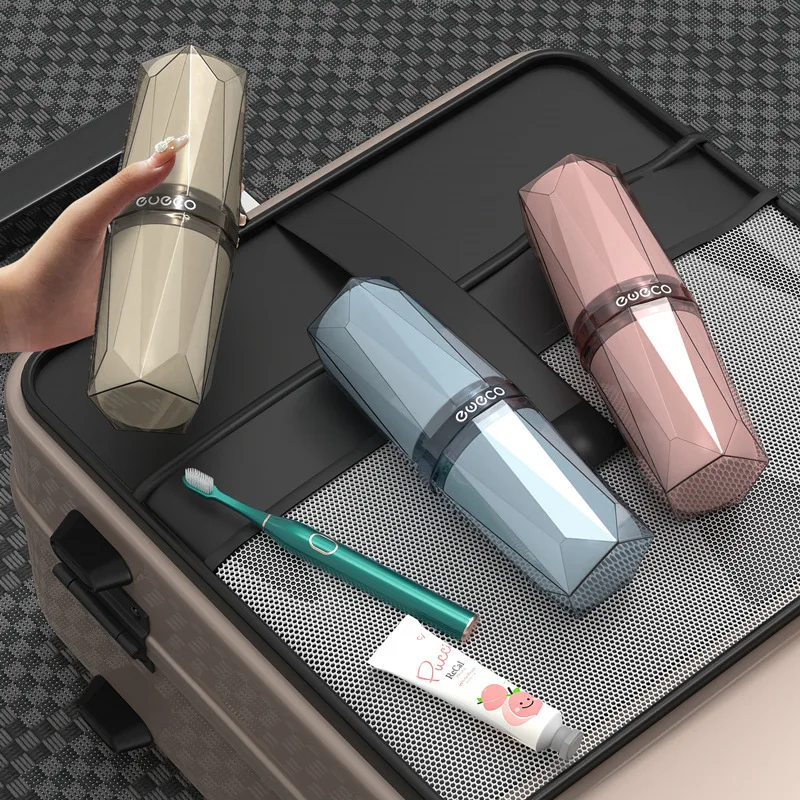 Juego de tazas de enjuague bucal de viaje, taza de cepillo de dientes eléctrico portátil, bolsa de lavado de dientes, botella de almacenamiento de champú, organizador de artículos de tocador