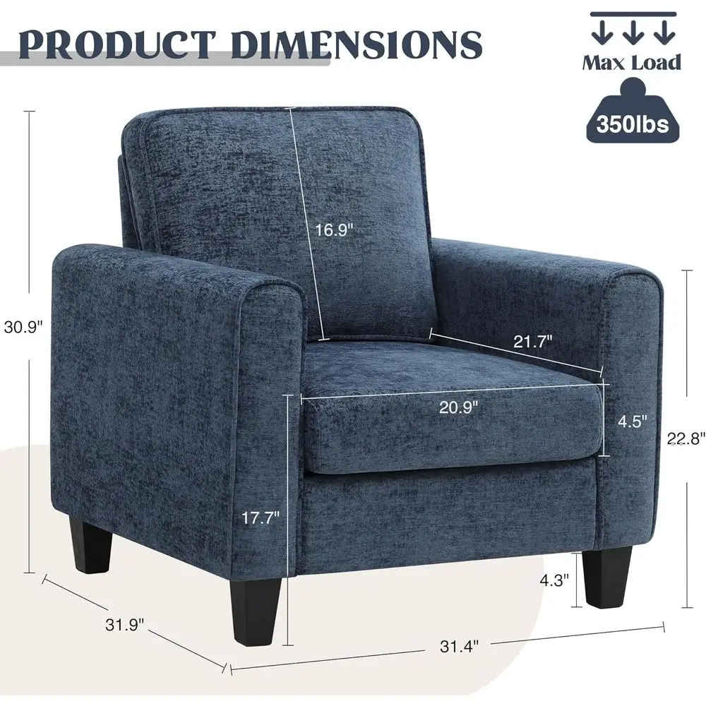 Accent Chair or Living Room, Century ern Upholstered Living Room Chair, Chenille Reading Armchair or Aparent, Waiting Room, Oice