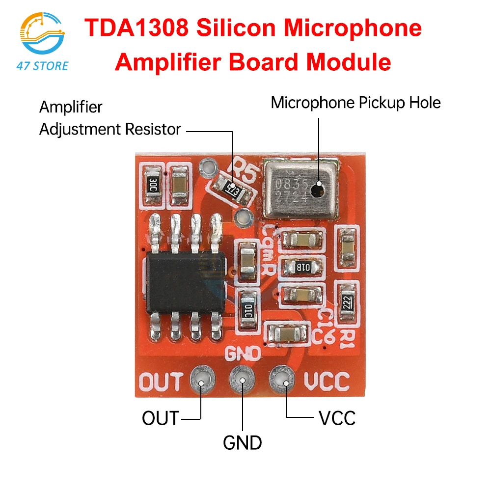TDA1308 Silicon Microphone Amplifier Board Module Audio Preamplifier DC 3V-6V Class A Class B Stereo Sound Board Low Power AMP