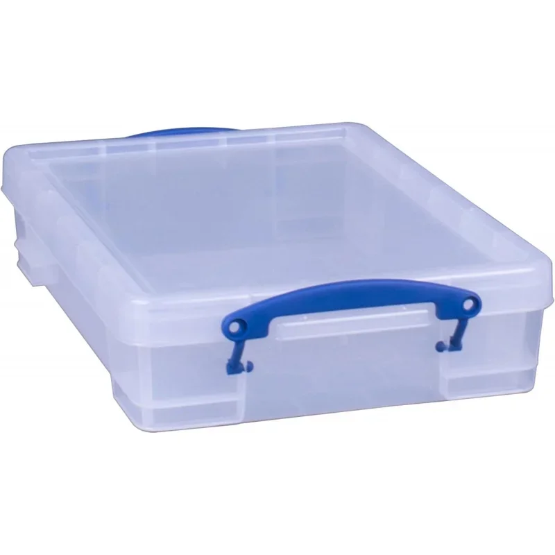 4 Liter Plastic Storage File Box Container with Snap Lid and Clip Lock Handles Office Organization and Storage, Clear (10 Pa