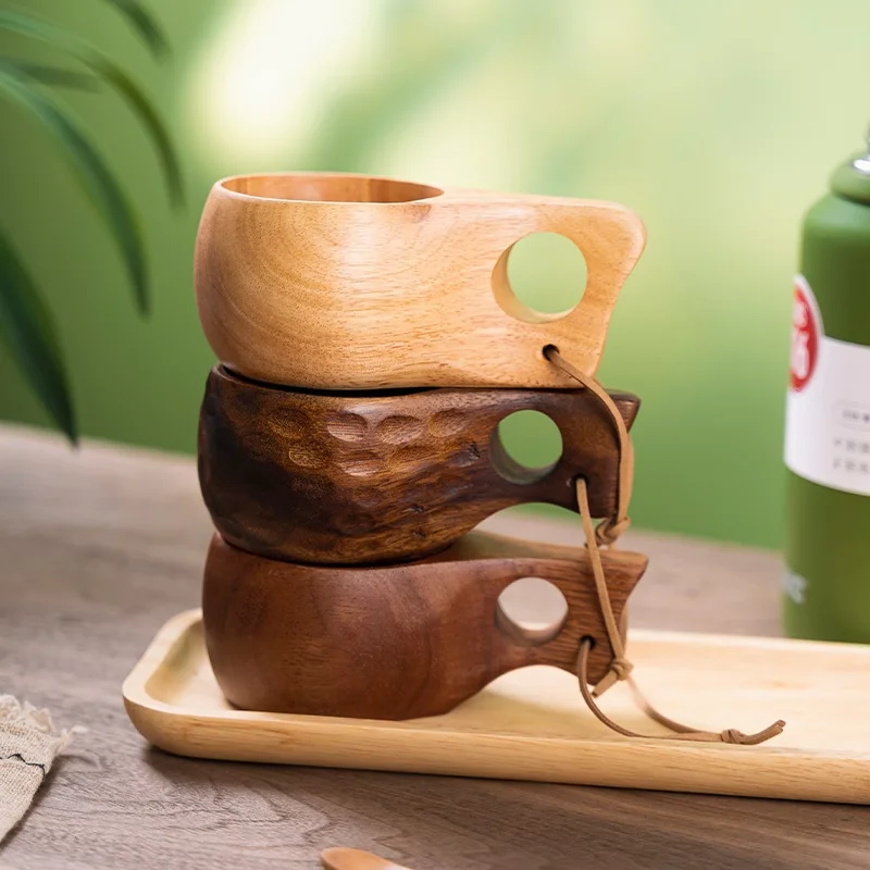 Classical Chinese Portable Wood Coffee Mug Rubber Wooden Tea Milk Cups Water Drinking Cup Drinkware Teacup For Gift