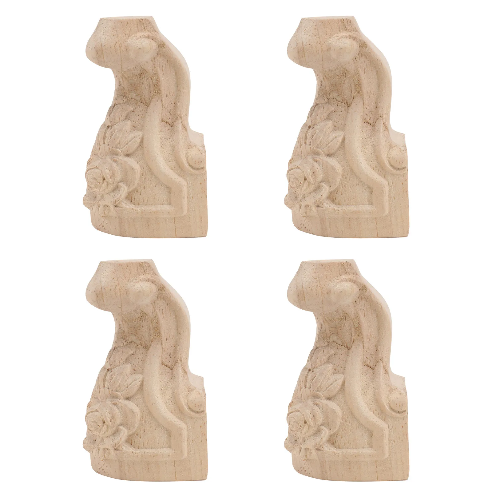 4Pcs Decorative Wooden Carving Legs for Sofa Cabinet Coffee Table TV Stand Rubberwood Furniture Feet Strong Load Bearing Stable