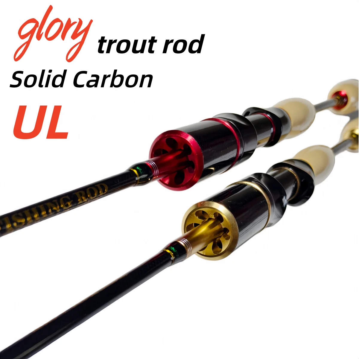Glory 1.38/1.5/1.7/1.8m 5ft Solid Carbon Trout Rod Cork Handle UL Power Soft Super Light Red Color Woman Fishing Rod Child Gift