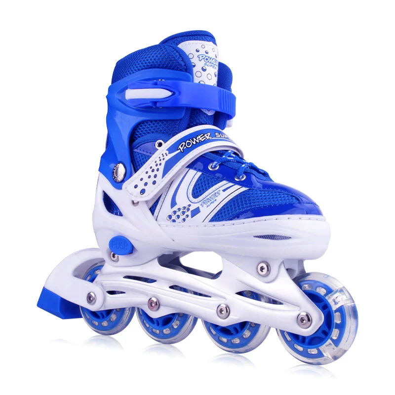 Fabrikpreis Günstige Kinder Kinder Quad Inline Rollschuhe 4-Räder verstellbare Inline-Skates LED-Licht Jungen Mädchen Rollschuhe