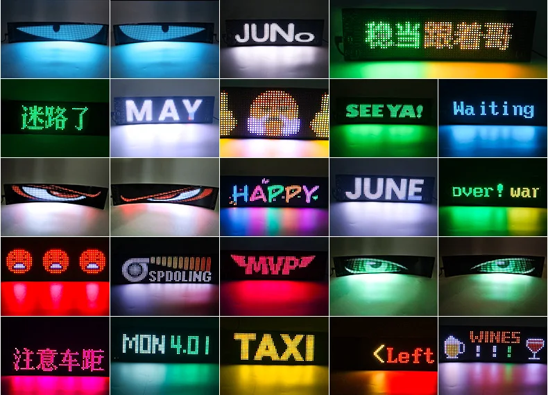 1/2 Stück Teufelsaugen-Licht USB-betriebenes LED-Matrix-Panel DIY Programmierbares Flexibles LED-Display mit App-Steuerung für Auto-Windschutzscheiben – Detail 7