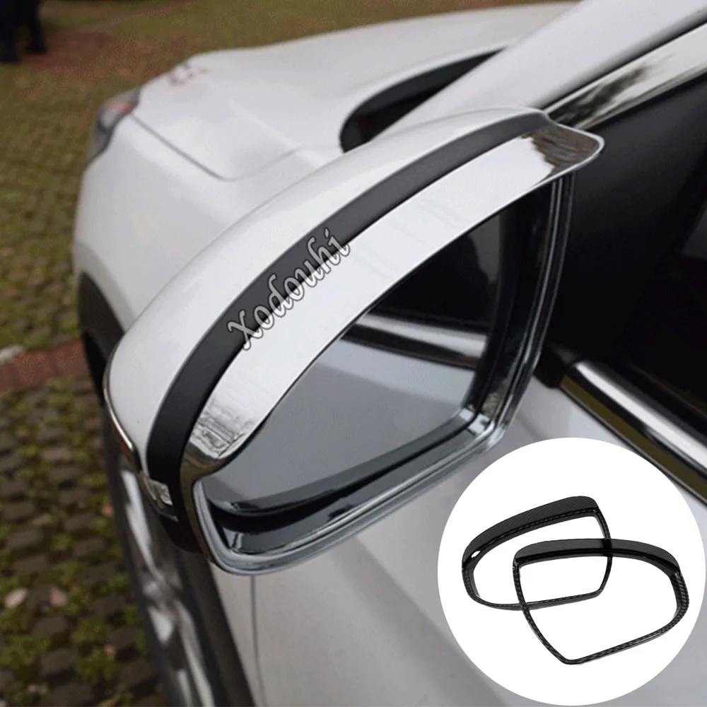 For Hyundai Tucson 2015 2016 2017 2018 Car Rear View Side Glass Mirror Trim Frame Rain Shield Sun Visor Shade Eyebrow 2PCs