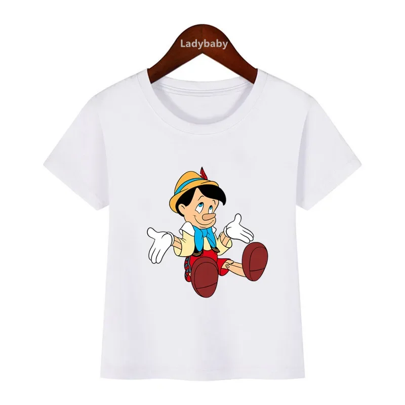 Disney Kids T-shirt Pinocchio Graphic Cartoon Girls Clothes Baby Boys Short Sleeve T shirt Funny Children\'s clothing,HKP5532