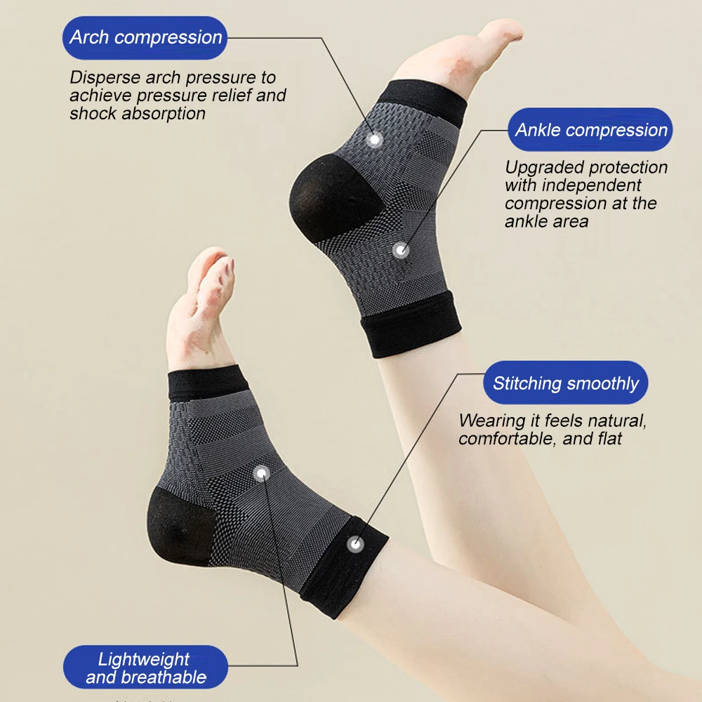 1Pair Neuropathy Socks for Women Men, Plantar Fasciitis Socks Ankle Compression Sleeve, Ankle Brace Relief Socks for Joint Pain