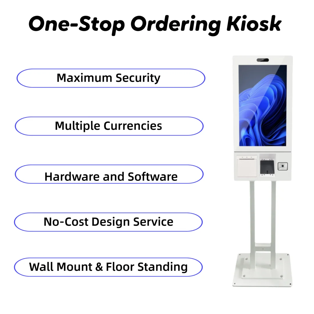 

Payment Kiosk SDK Self Service Indoor Use For 32'' Wall-Mounted Capacitive Touch Screen Health Information & Food Ordering