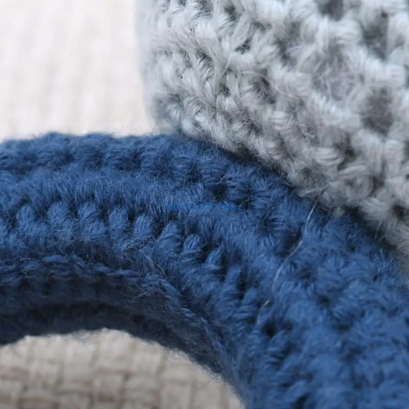 

Y4UD 2-in-1 Teething Toy for Baby Crochet Animal Dummy Chain Cartoon Handbell Rattle for Newborn Infant Rattle Teether