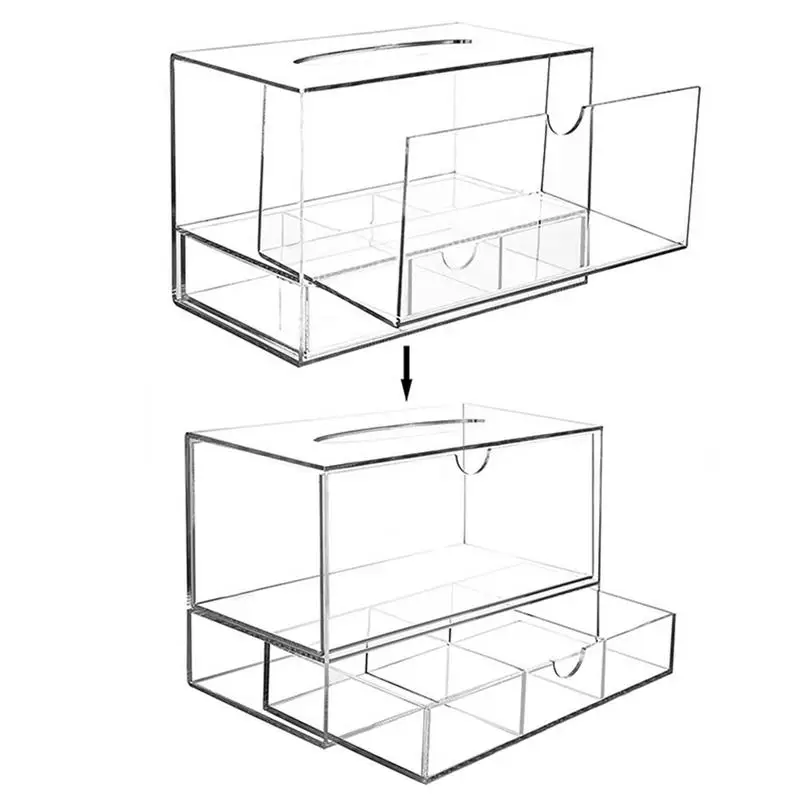 Gavetas transparentes acrílicas, organizador de maquiagem, suporte de tecidos, à prova de poeira, caixa de armazenamento de cosméticos, 4 gavetas, organizador de mesa, armazenamento