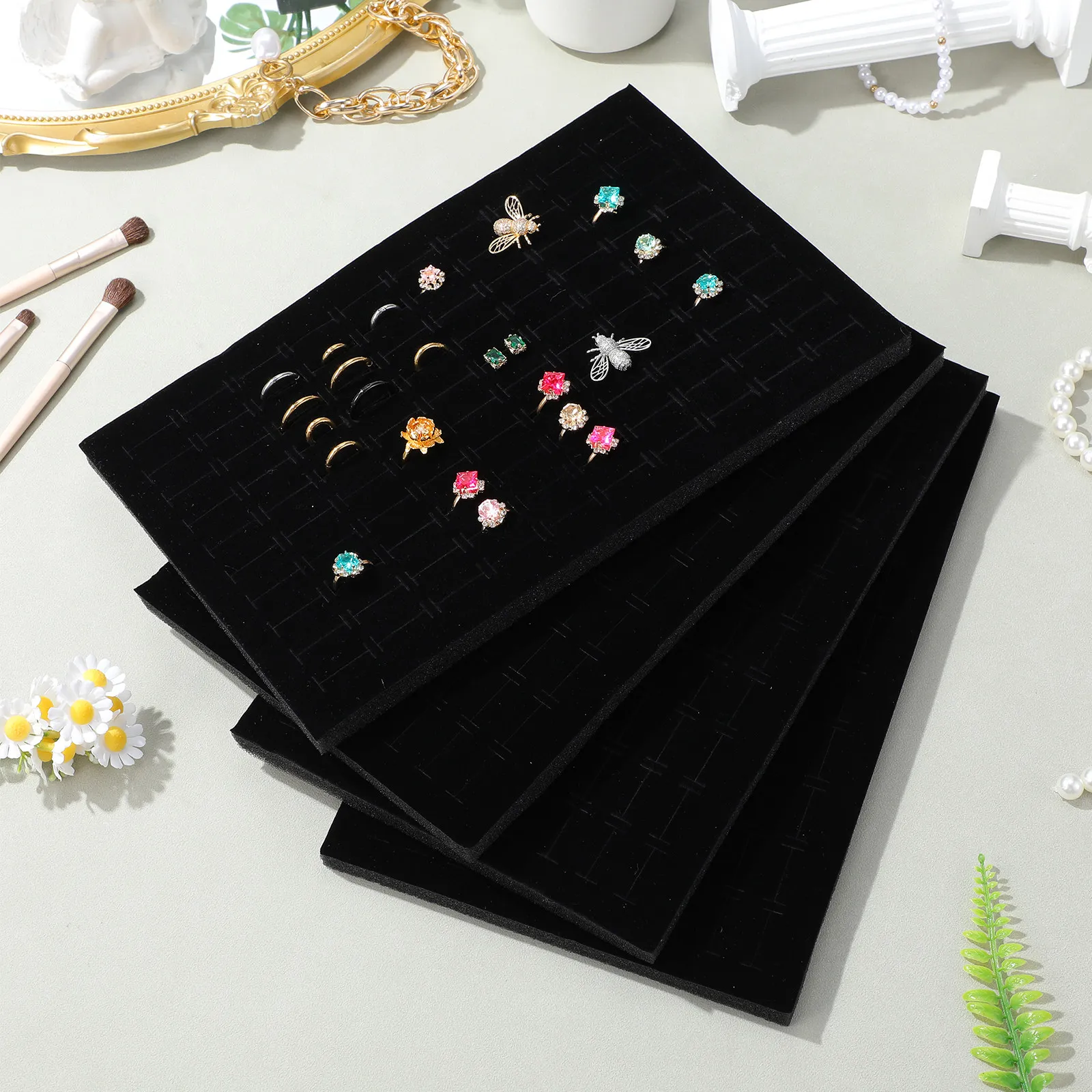 

Набор из 4-х подставок-губок для украшений, 11x7 дюймов, для демонстрации колец и серег, мягкие плотные поролоновые вставки для шкатулок и органайзеров для хранения украшений