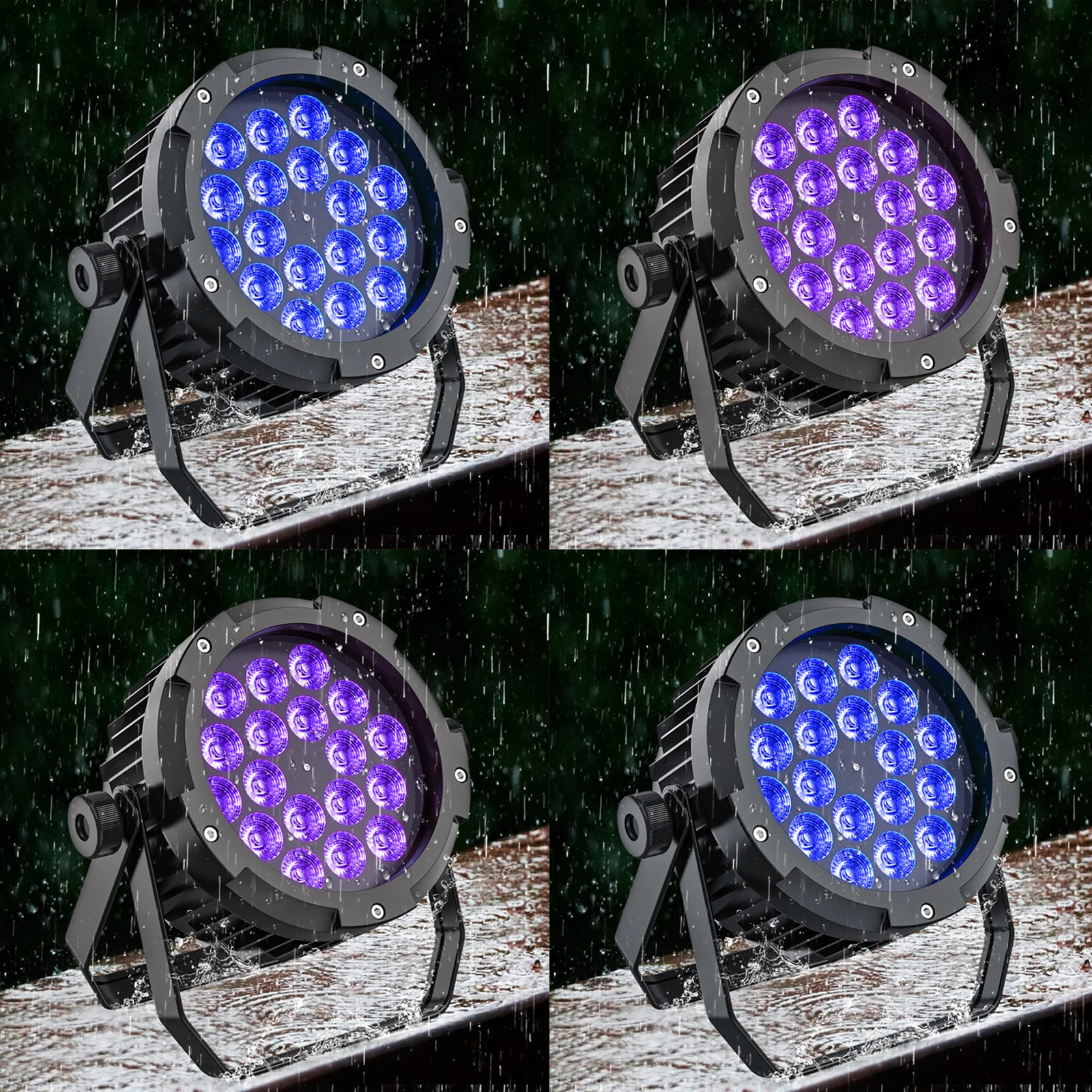 Yiflamefly 1/2/4 pièces Projecteurs PAR étanches IP67 18x10W LED RGBW+UV Lumières de scène DMX PAR pour Mariage DJ Fête KTV Spectacle Bar