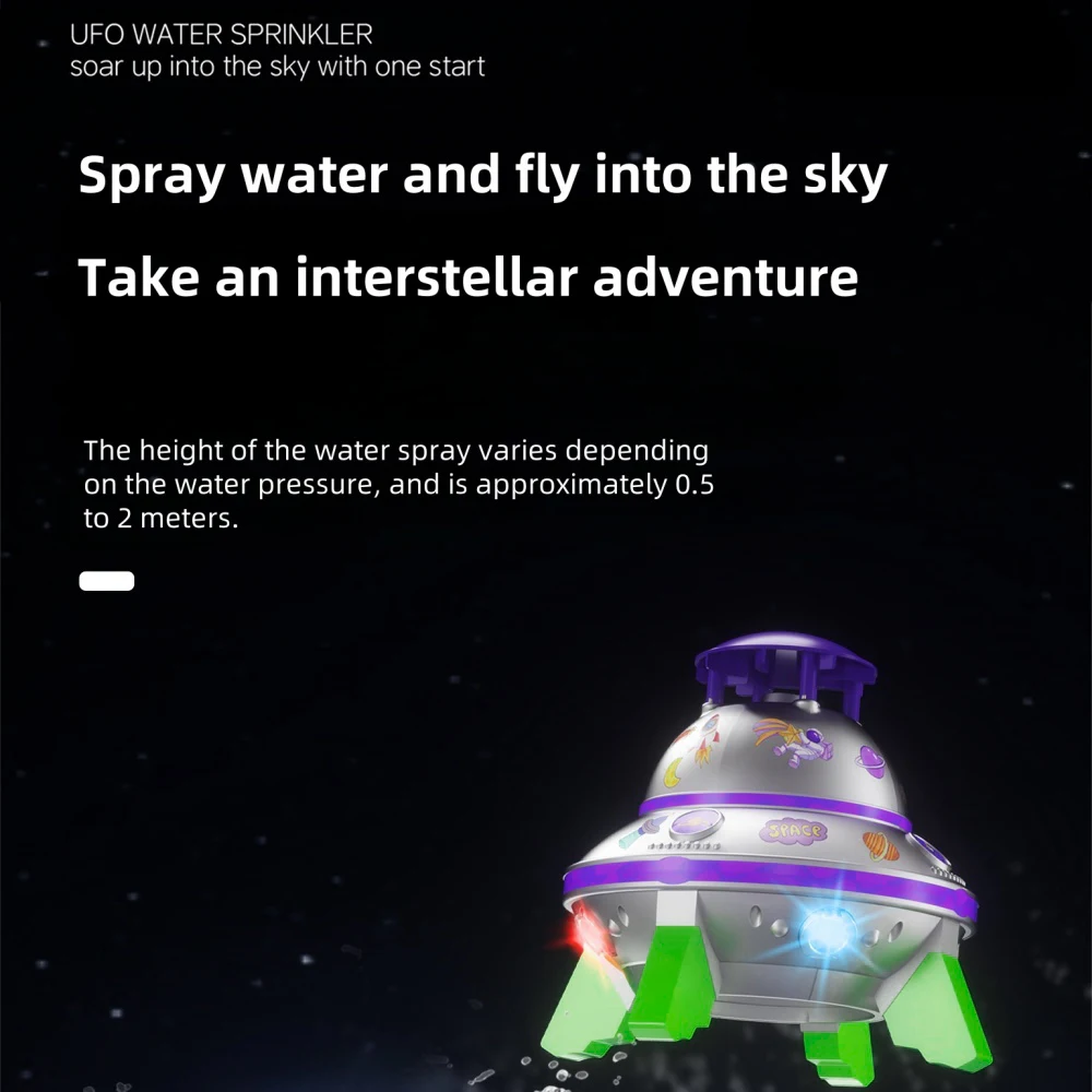 Arroseur de jardin à pulvérisation d'eau Ufo spatial, arroseur à soucoupe volante, jouet de jeu d'eau rotatif volant, cadeaux pour garçons et filles 1 pièce