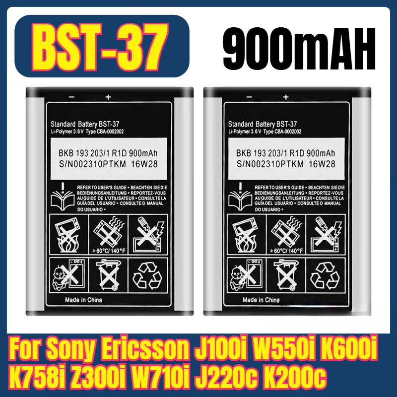 

BST-37 900mAH Mobile Phone Batteries for Sony Ericsson J100i W550i K600i K758i Z300i W710i J220c K200c