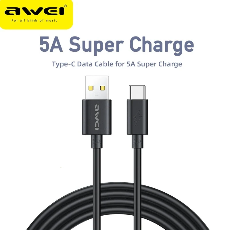 

Awei USB Type C Cable Quick Charging Super Fast Charging Wire Data Usb C Type-C Cable Universal For Phone 15 Xiaomi 15 CL-110T