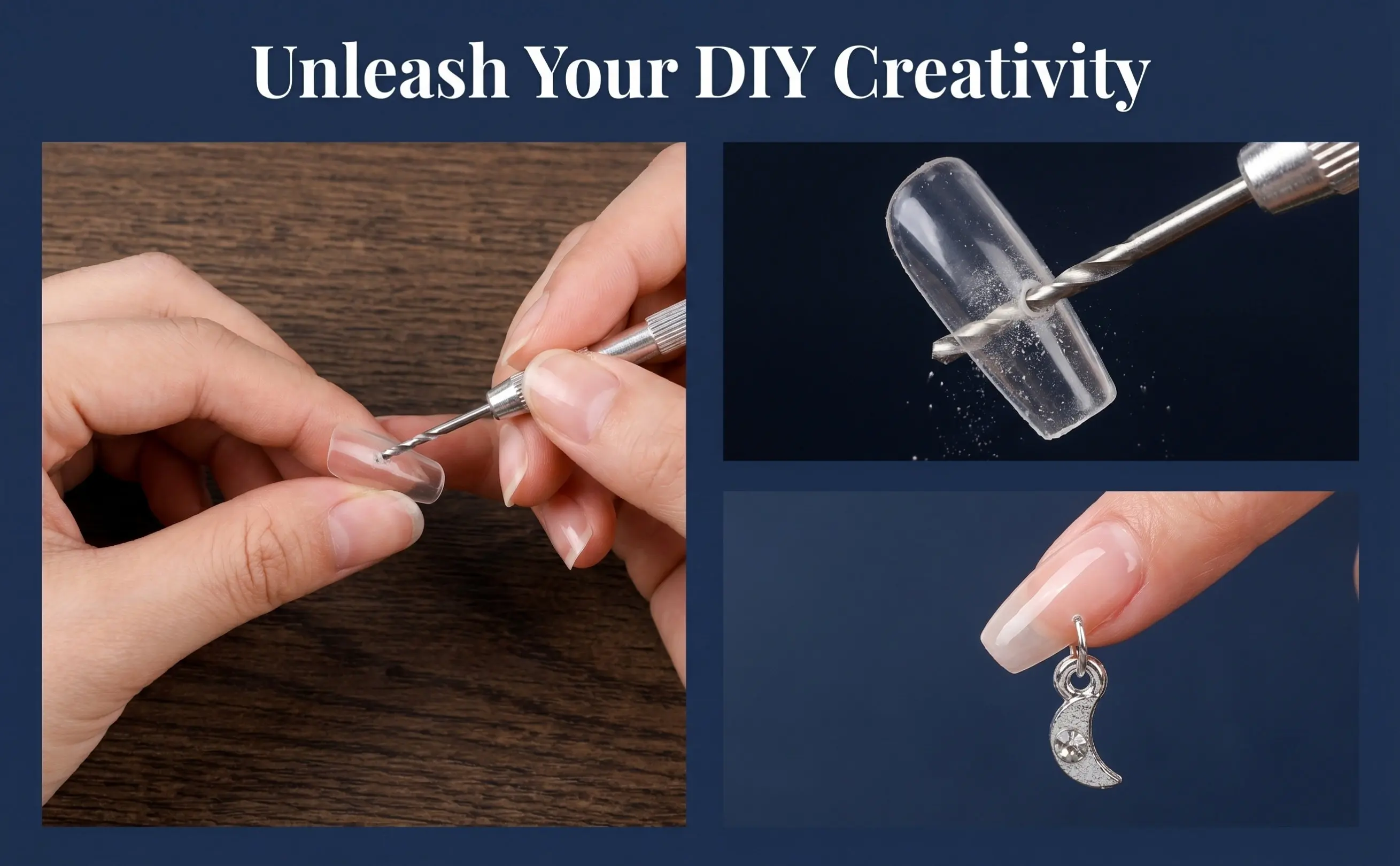 2Sets Nail Pendant Decorations Dangling Charm DIY Nail Jewelry Piercing Tool Manicure Art Supplies for Salon Home