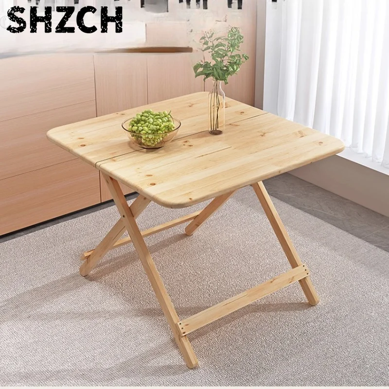 Solid Wood Folding Table - No Assembly Needed, Portable Outdoor Dining Table, Sturdy Cedar Wood Desk for Home/Rental