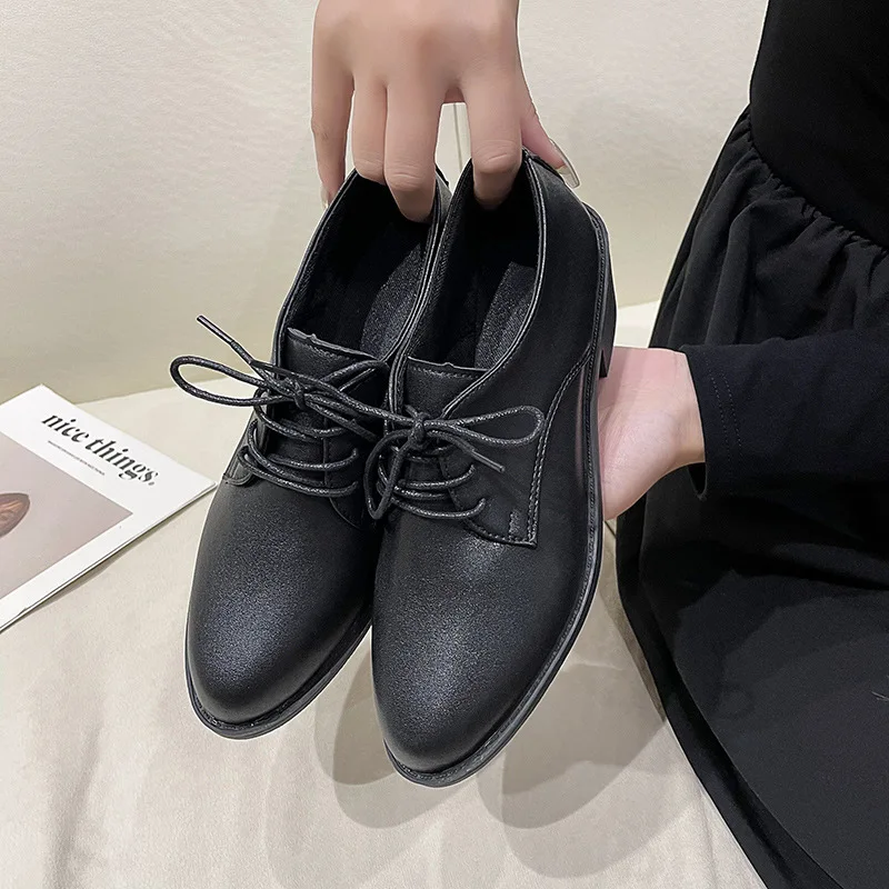 Zapatos de estilo británico para mujer, calzado femenino de punta estrecha, zuecos de plataforma Oxfords, zapatillas informales de otoño, Creepers de vestido nuevos Preppy L