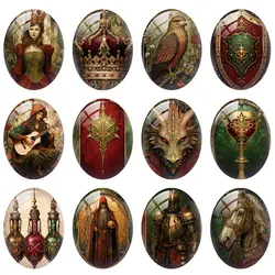 10pcs/lot Gothic Castle Witch Dragon Horse Sword Shield Oval Photo Glass Cabochon Flatback Demo Cameo For Diy Jewelry Making