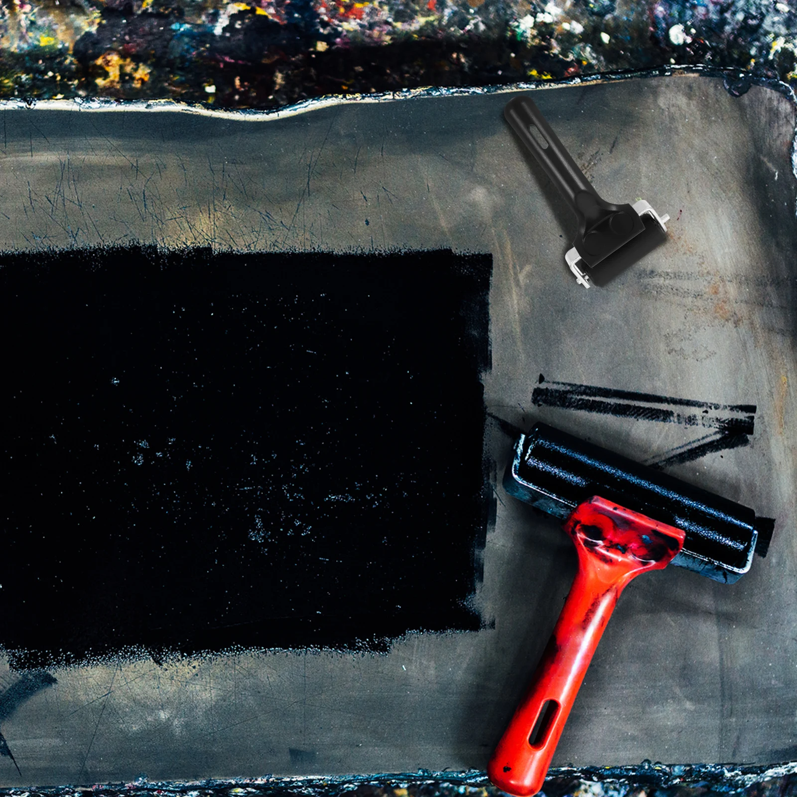 

Printmaking Roller Anti Slip Rubber Tape Roller Ink Art DIY Craft Projects 5.7 Inch Manual Tool Artists