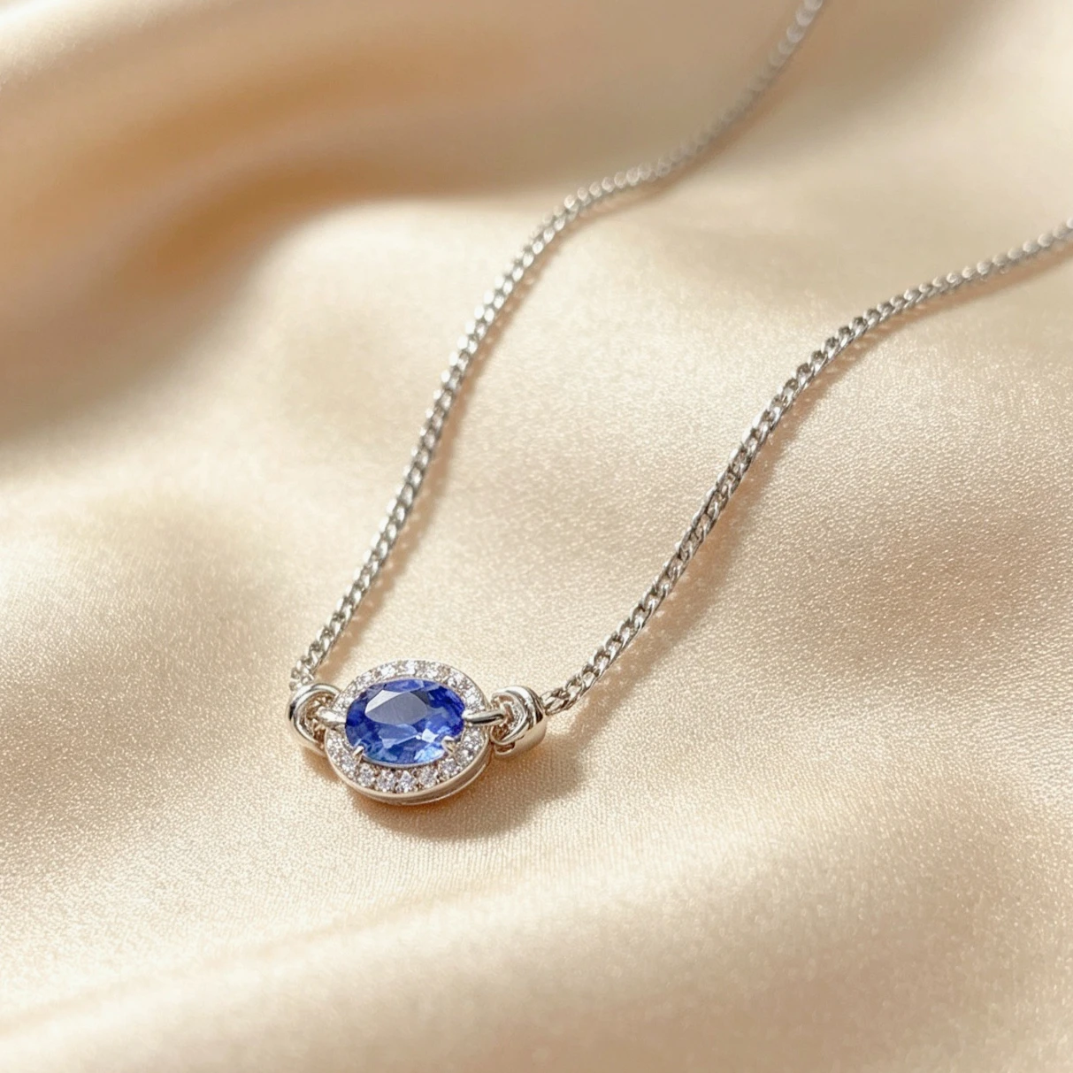 925 Silver Gemstone Necklace 4x6mm 0.5ct Natural Tanzanite Necklace 18K Gold Plated Silver Tanzanite Jewelry Gift for Women
