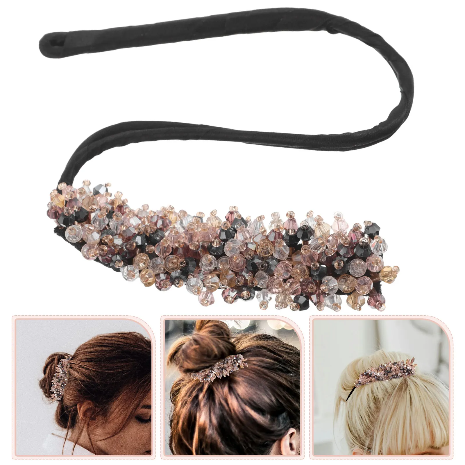 Twist Bun Maker Rhinestone Decorated Hair Styling Tool for Effortless Voluminous Buns Beginner Friendly Comfortable Wear All
