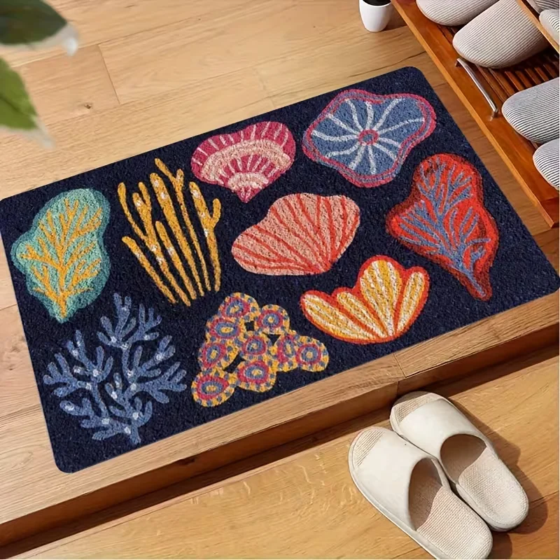 Glowing Deep Sea Jellyfish Doormat Neon Underwater Aquatic Creature Print Non Slip Entrance Rug For Entryway