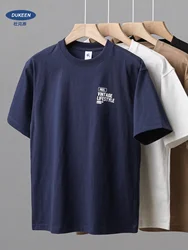 Dukeen 320G Heavyweight Trend Print Men's T Shirts 2024 New 100% Cotton Oversize Short-Sleeve Tees O-Neck Summer Top