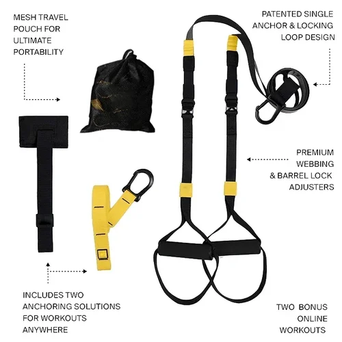 Imagen 2 del producto Trx Banda de resistencia de cinturón de entrenamiento de tensión de suspensión ajustable, Banda de resistencia de equipo de fitness de yoga de cuerda de tensión