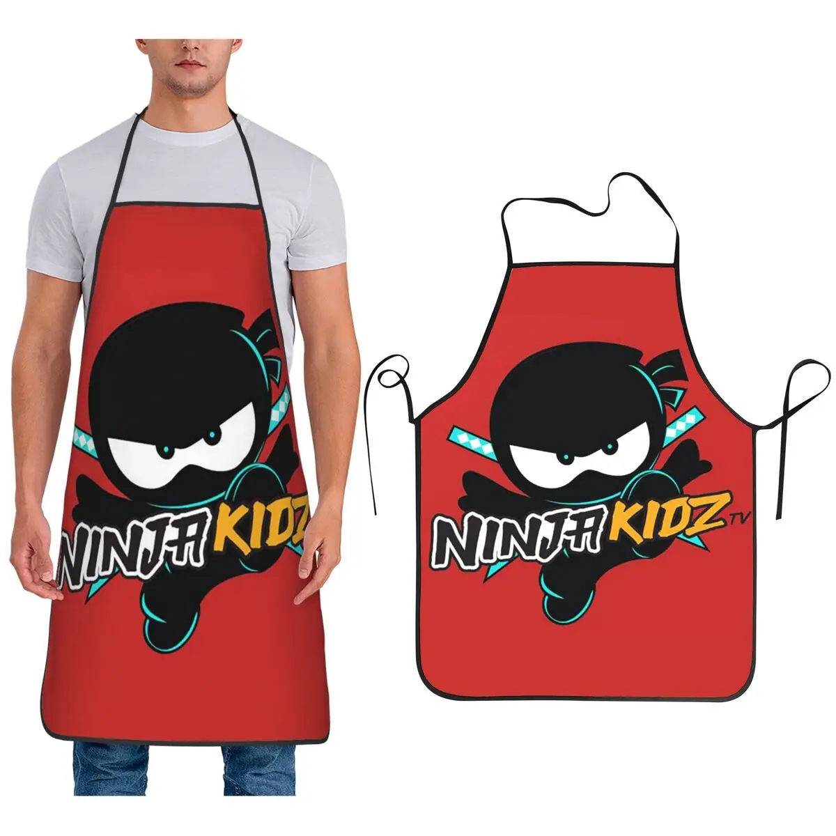 

Ninja Kidz Apron Chef Cooking Cuisine Tablier Sleeveless Bib Kitchen Cleaning Pinafore for Women Men Gardening