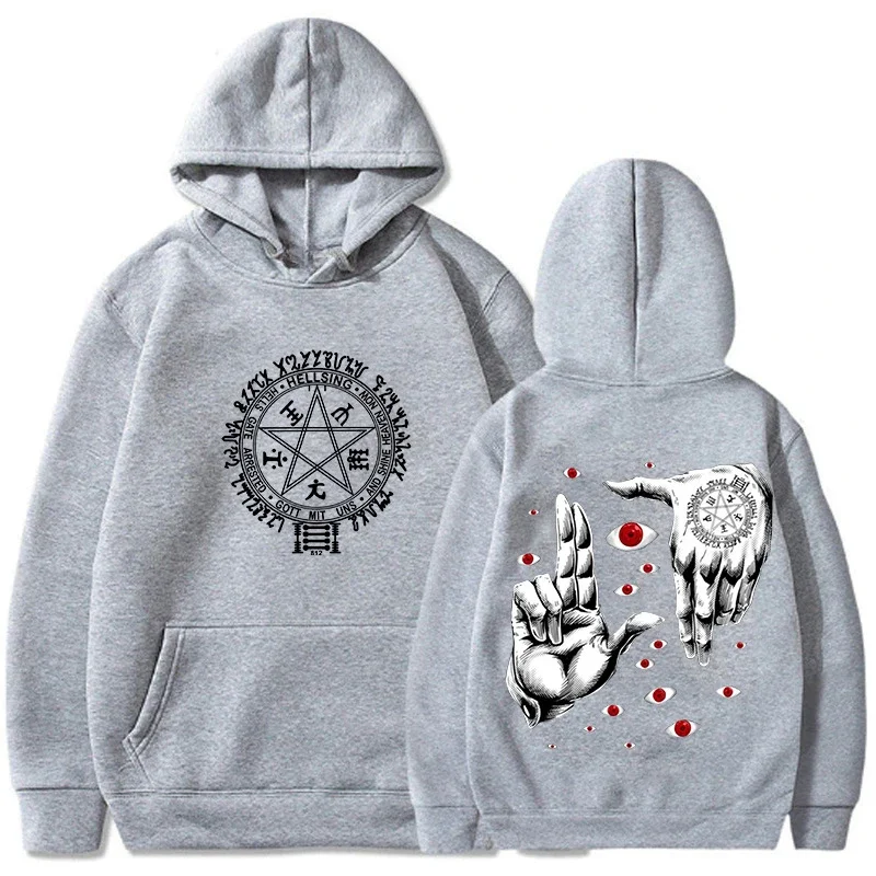 2024Anime Hellsing Ultimate Aluca Hoodie Men\'s Fashion Anime Horror Anime Harajuku Casual Loose Top Men and Women The Same