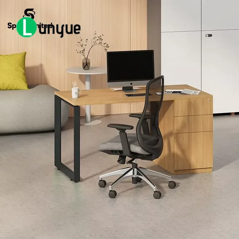 Luxury White Wooden Computer Desk Workstation for Office Staff Home Study Durable Modern Design Ergonomic Workspace Furniture