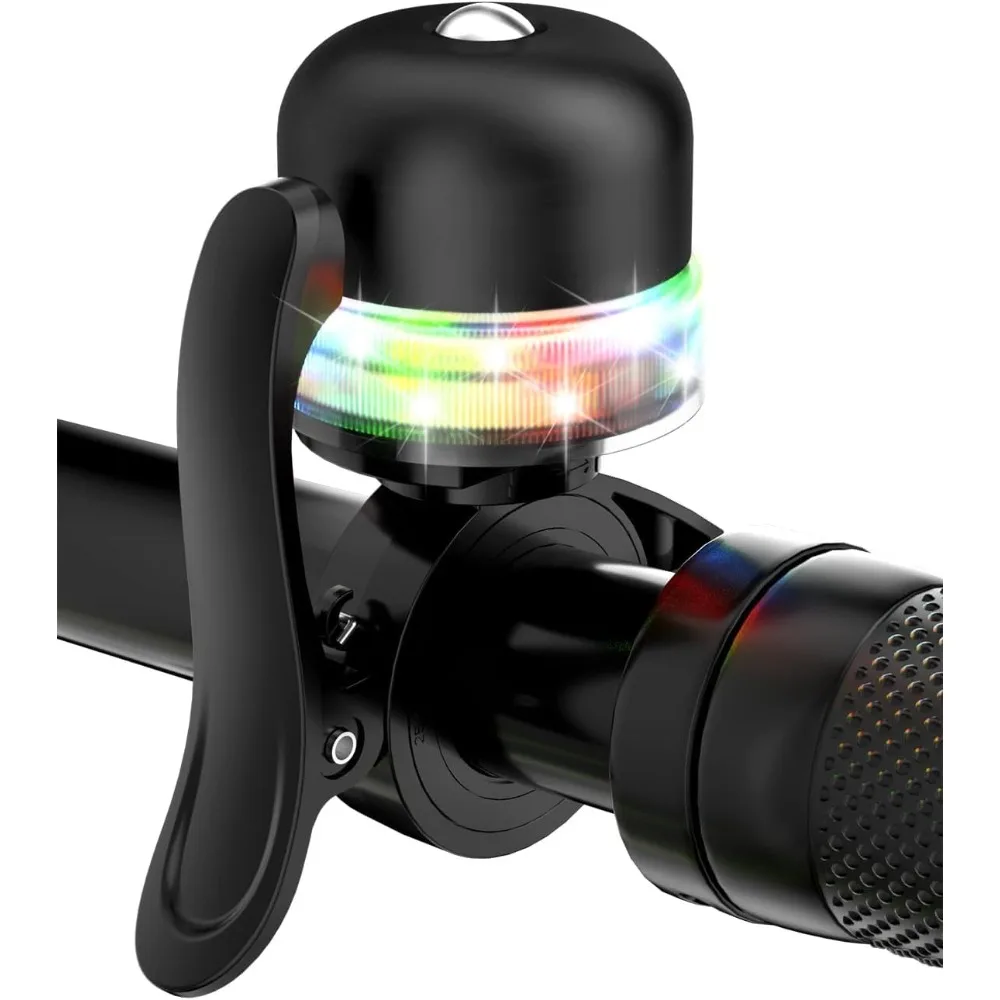

Light Up Bike Bell for Kids Adults Aluminum Crisp Sound Fits 19-31.8mm Handlebars for MTB Road Ebike