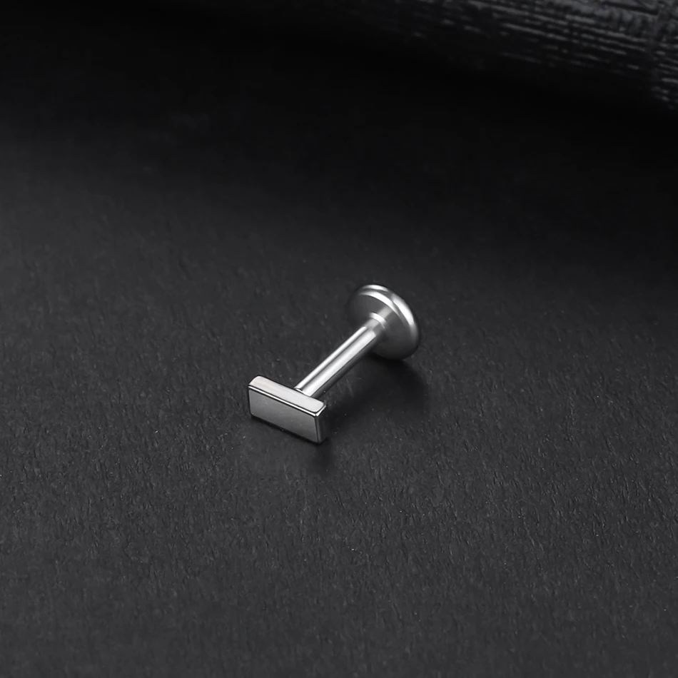 1 قطعة التيتانيوم داخليا الموضوع اللولب مونرو Labret الشفاه الأنف ترصيع مستطيل الشكل الزنمة الغضروف أقراط للرجال النساء 16 جرام