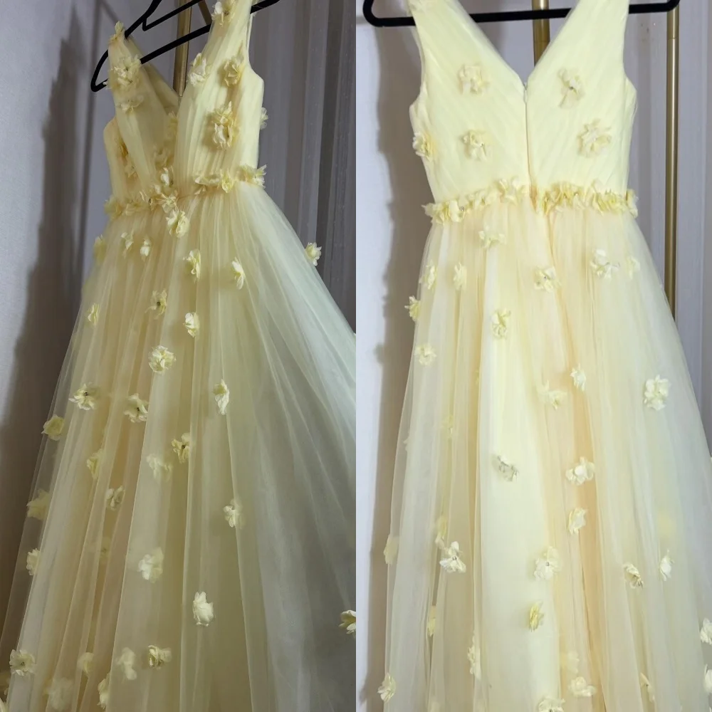 

Customized Sparkle Net Pleat Applique A-line V-neck Long Dresses Bespoke Occasion Quinceanera Modern Style