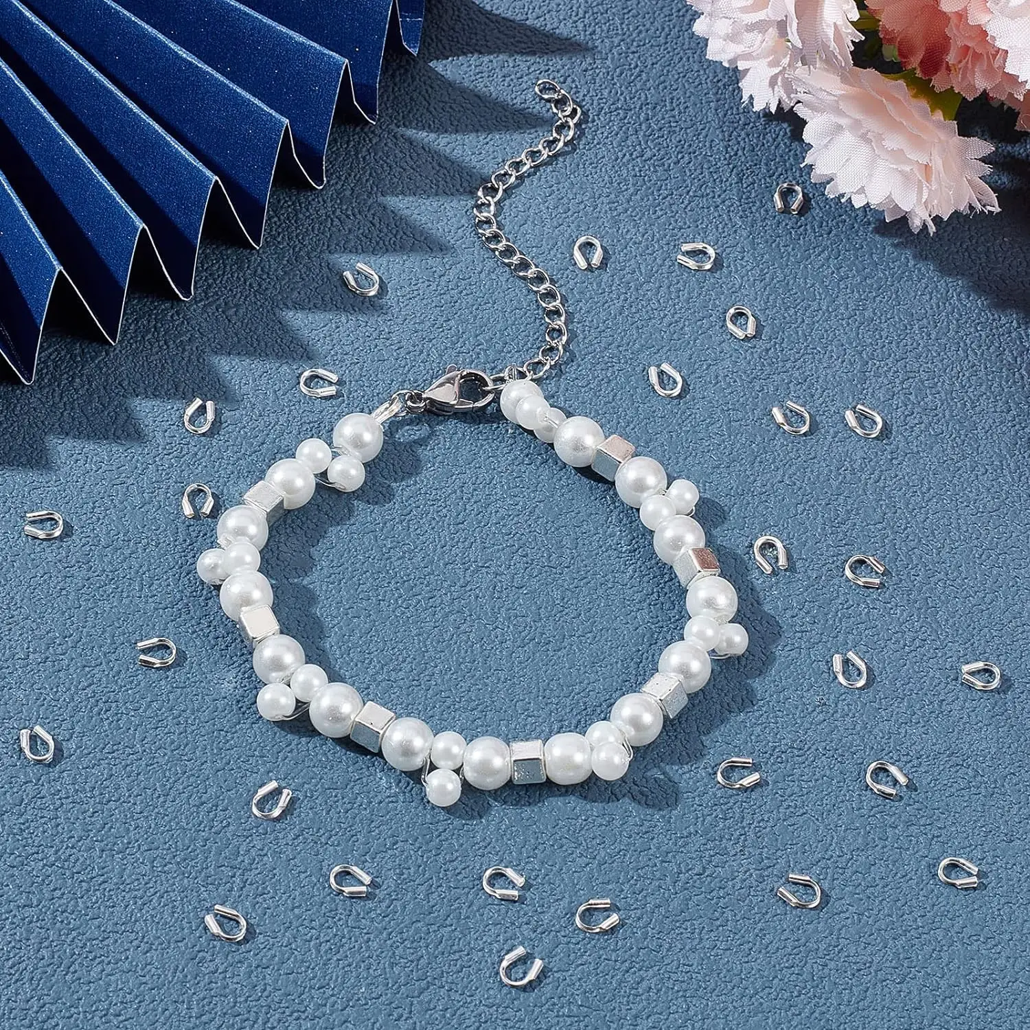 Conector de cierre en forma de U de Plata de Ley 925, hebilla de extremo protectora de alambre, suministros de fabricación de joyas DIY, accesorios,