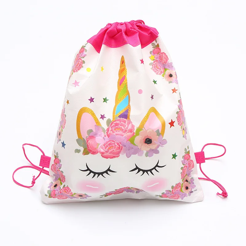 New Unicorn Unicorn Mini Cartoon Cute  Nonwoven Strap Pocket Drawstring Strap Pocket Storage Bag Backpack Birthday Gifts