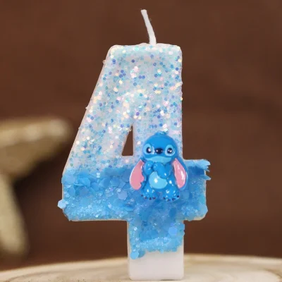 جديد أنيمي ليلو وستيتش 0-9 عدد شمعة لطيف ثلاثية الأبعاد Kawaii غرزة شخصية كرتونية كعكة حفلة المكونات في كعكة عيد ميلاد الديكور